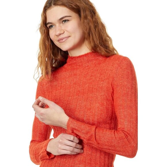 Madewell Womens Harry Sheer Ribbed Red Alpaca Long Sleeve Mockneck Sweater Small - Picture 14 of 14